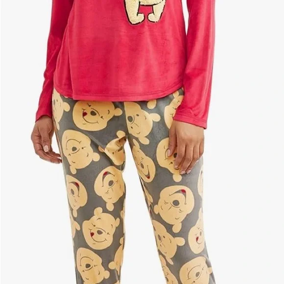 Disney Red and Gray Winnie the Pooh Pajama Set, Women’s Size XL (top and bottom) - Picture 7 of 8